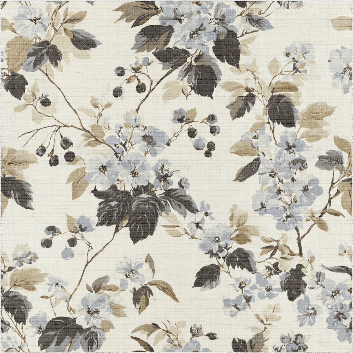 Florals & Vines Faux Grasscloth Wallpaper - Painted Paper