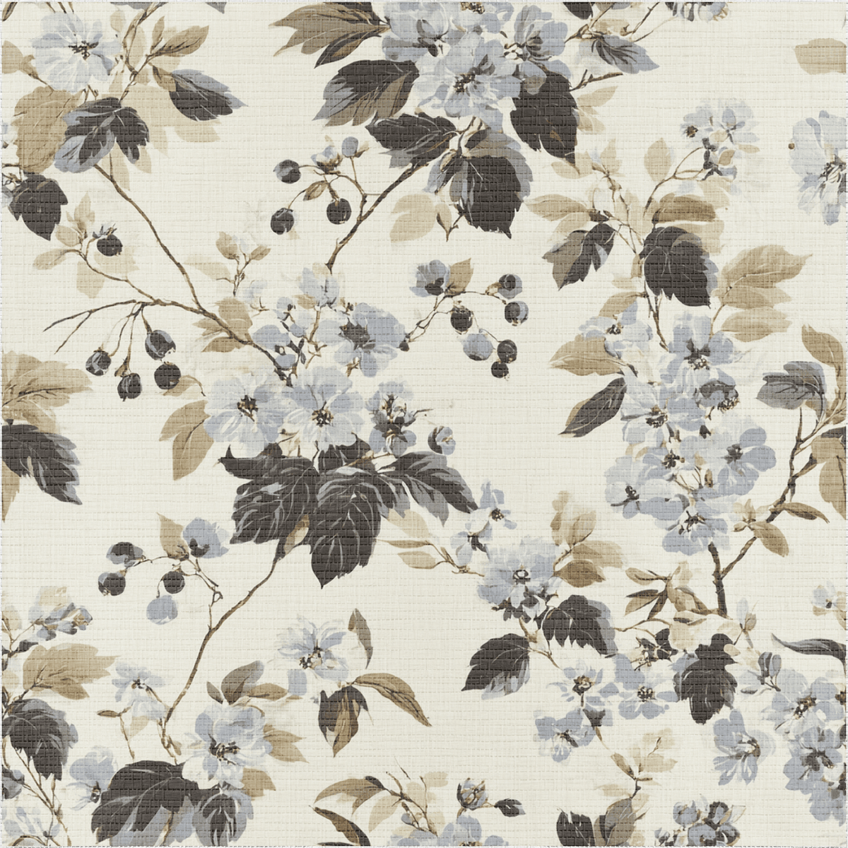 Florals & Vines Faux Grasscloth Wallpaper - Painted Paper