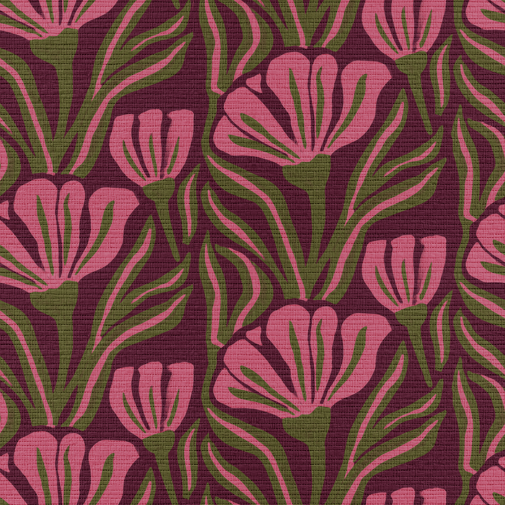 Flower Power Faux Grasscloth Wallpaper - Painted Paper