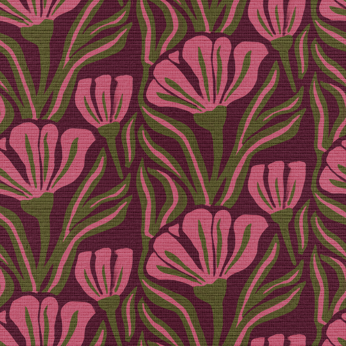 Flower Power Faux Grasscloth Wallpaper - Painted Paper