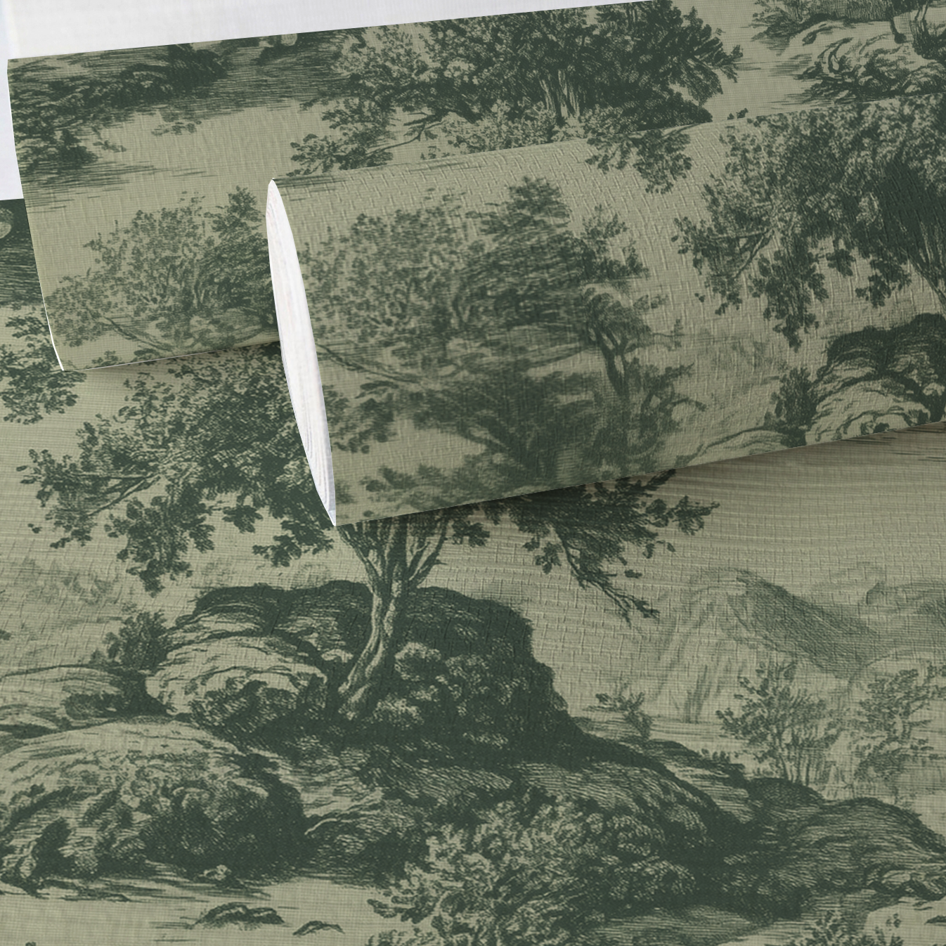 Forrest Ink Toile Faux Grasscloth Wallpaper