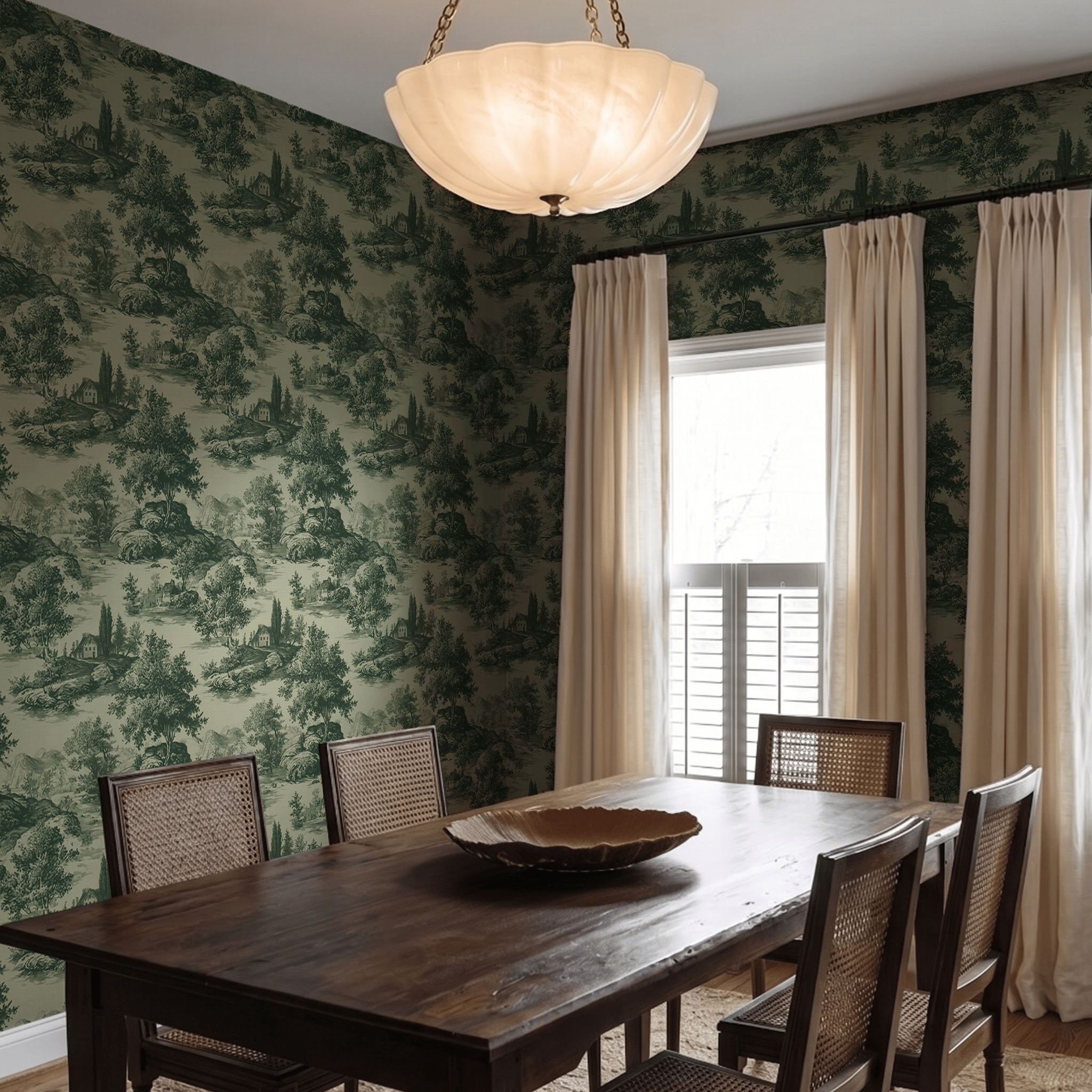 Forrest Ink Toile Wallpaper - Painted Paper