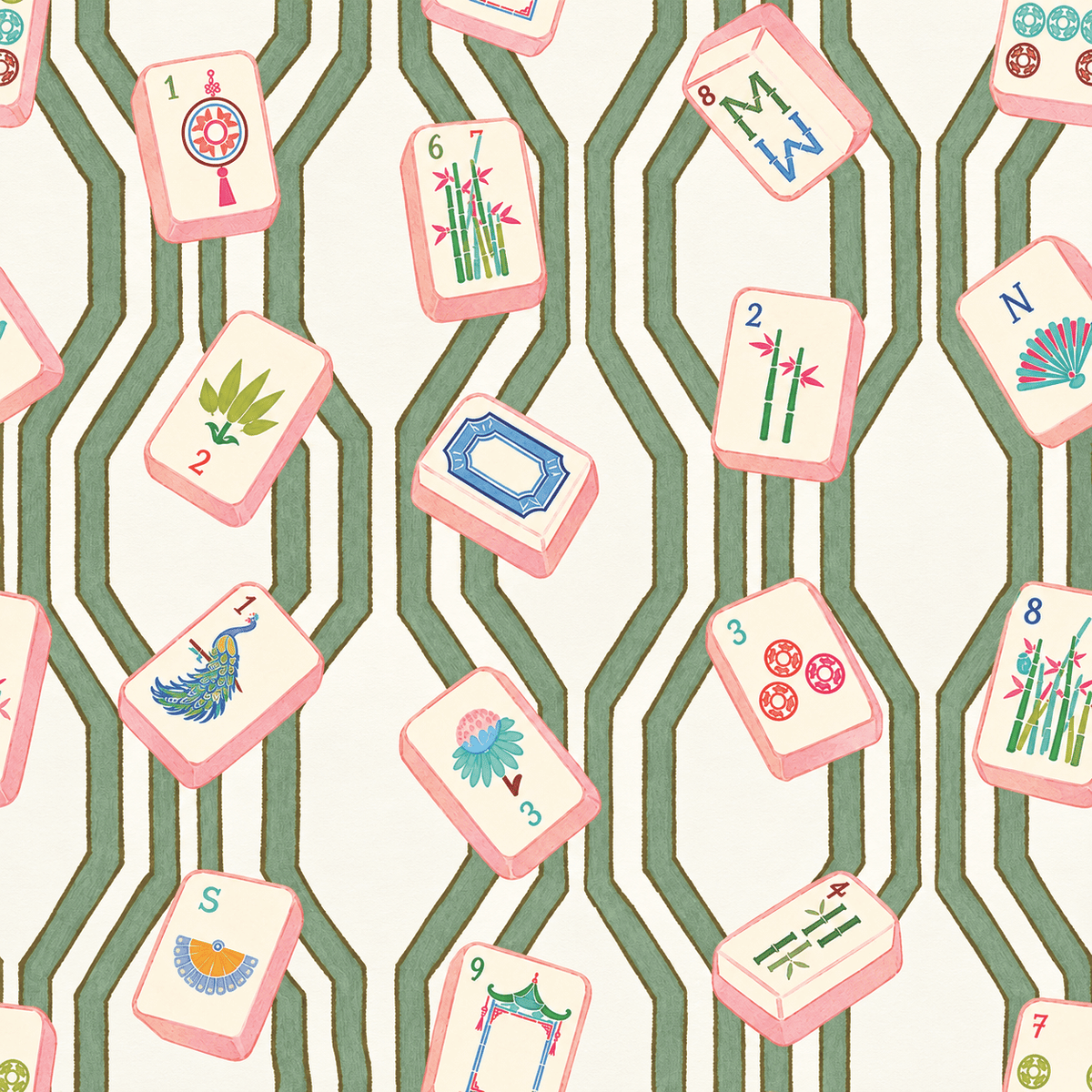 Four Winds Mahjong Wallpaper - Painted Paper