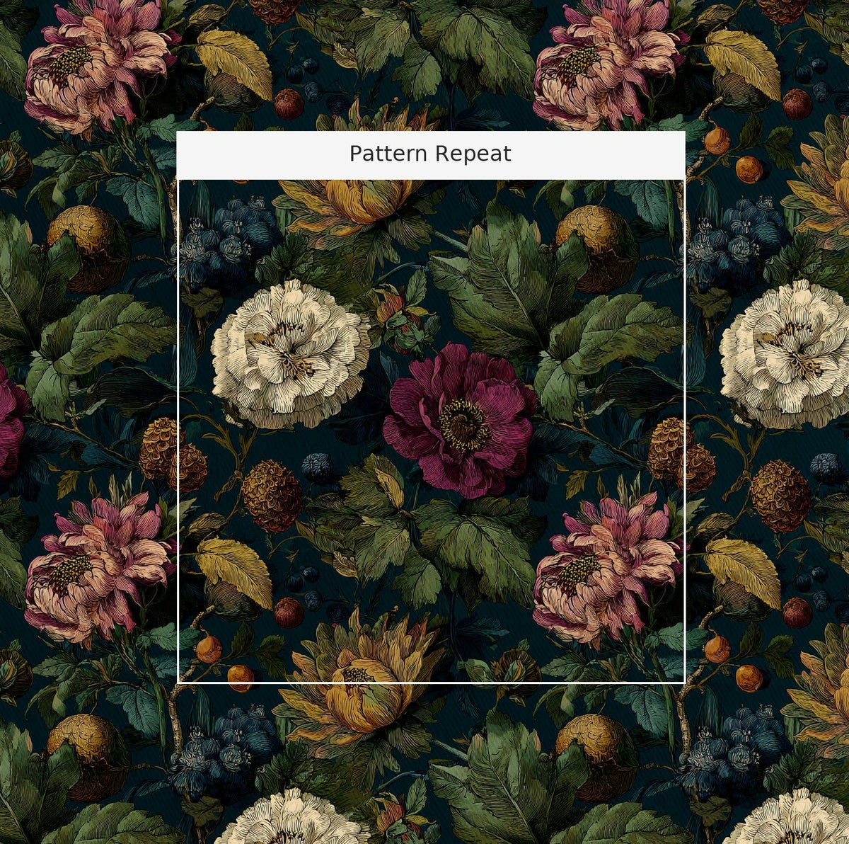 Garden Night - Fabric - Painted Paper