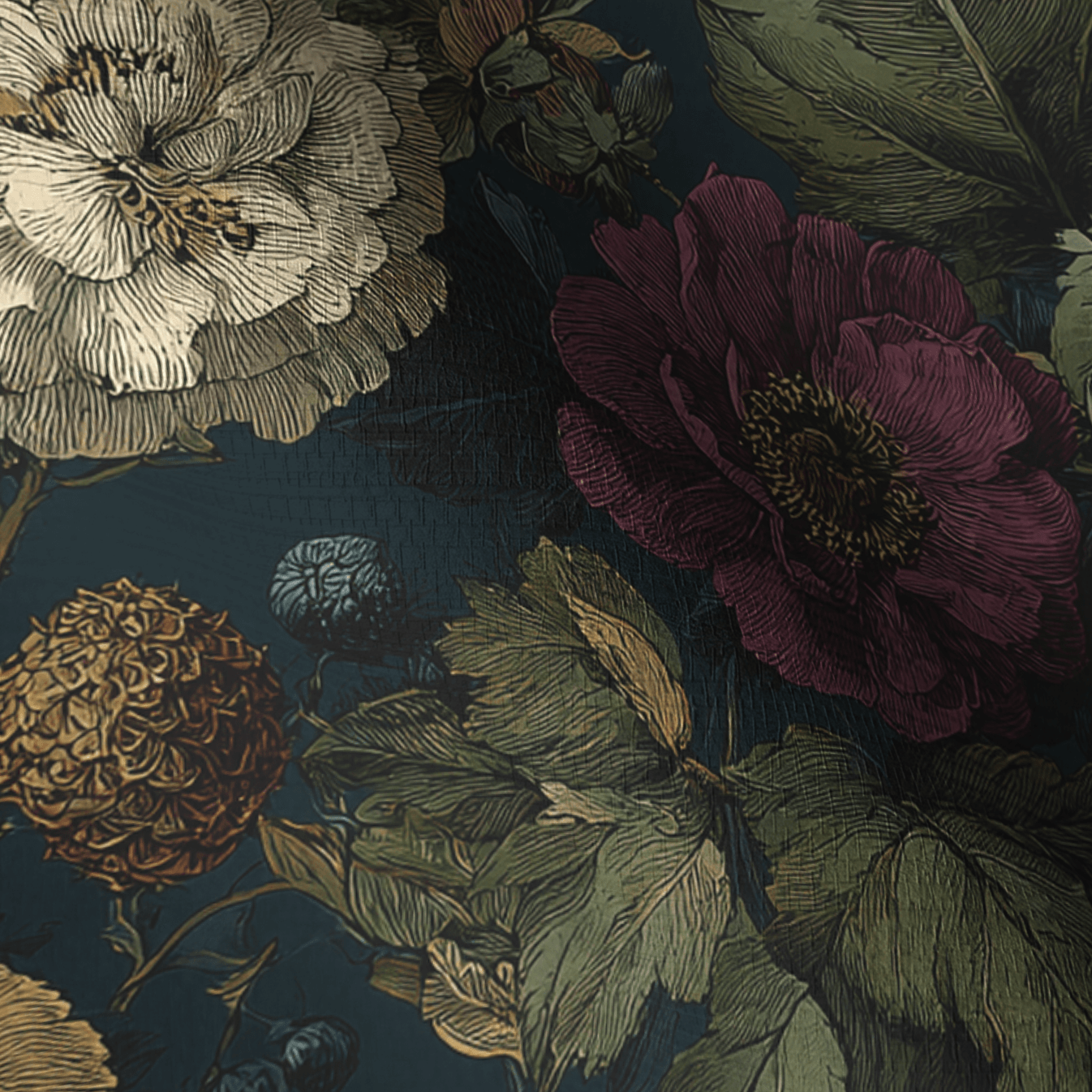 Garden Night Faux Grasscloth Wallpaper - Painted Paper