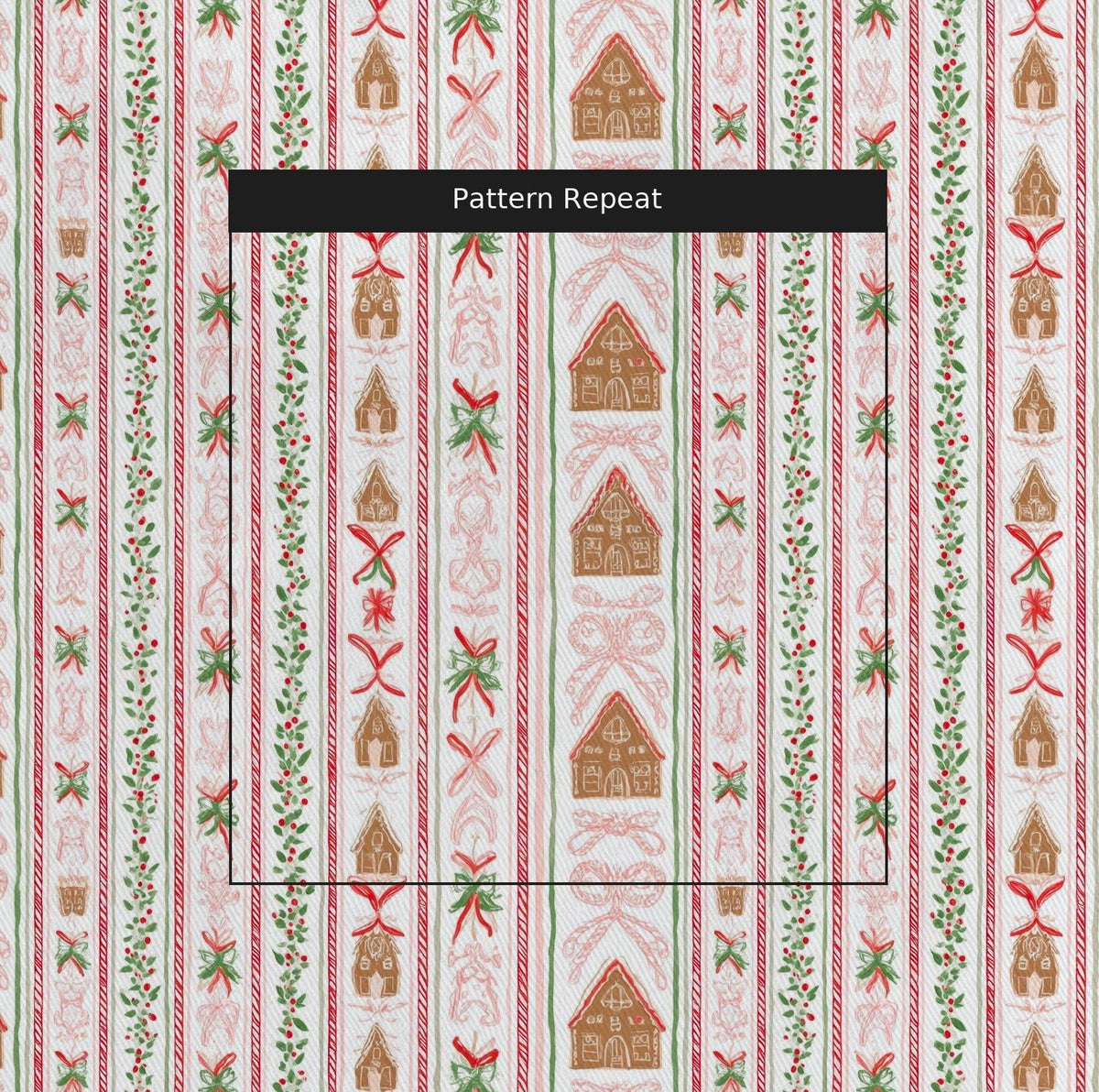 Gingerbread Row - Fabric - Painted Paper