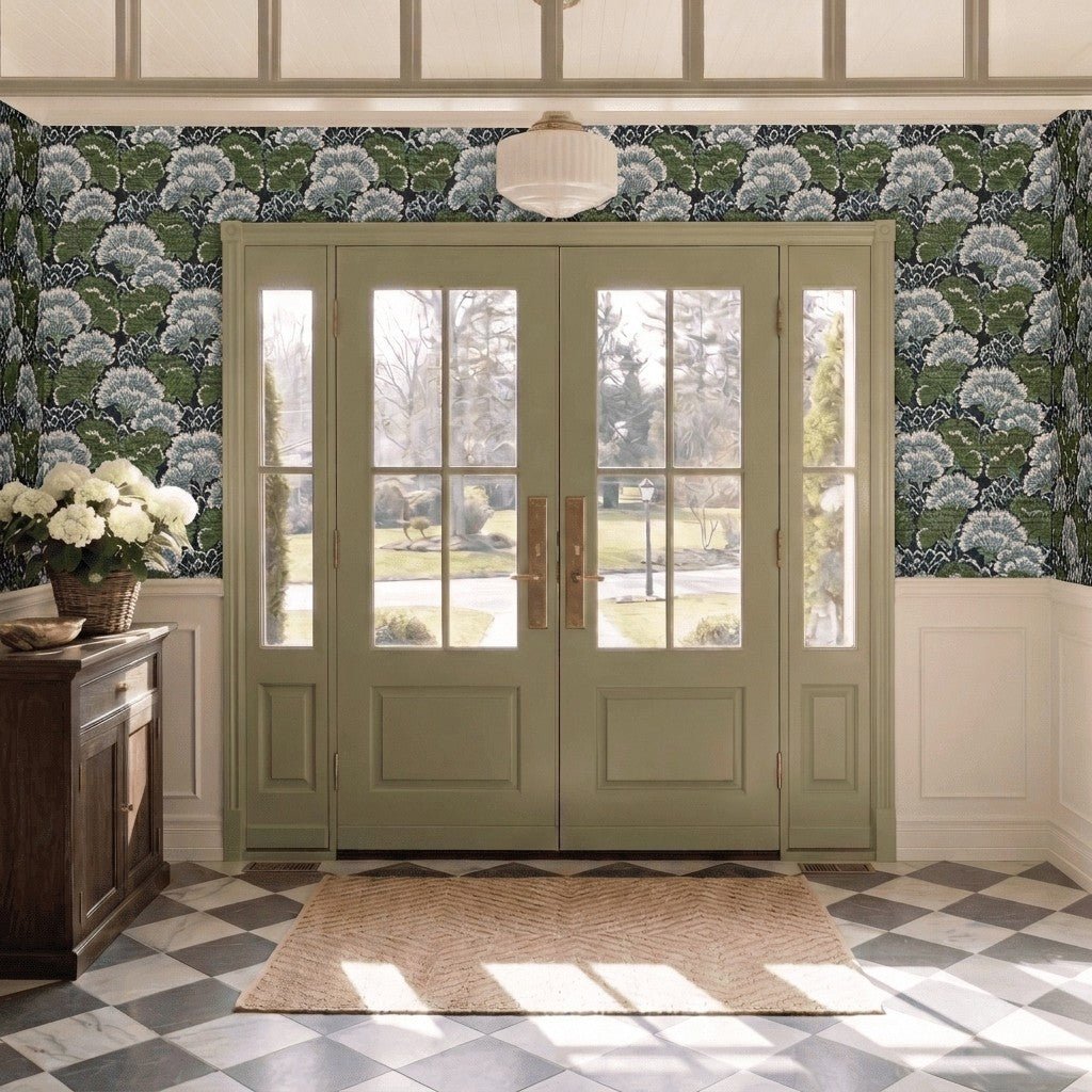 Gingko Textures Faux Grasscloth Wallpaper - Painted Paper