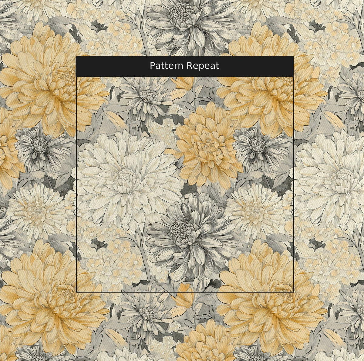 Golden Chrysanthemum - Fabric - Painted Paper