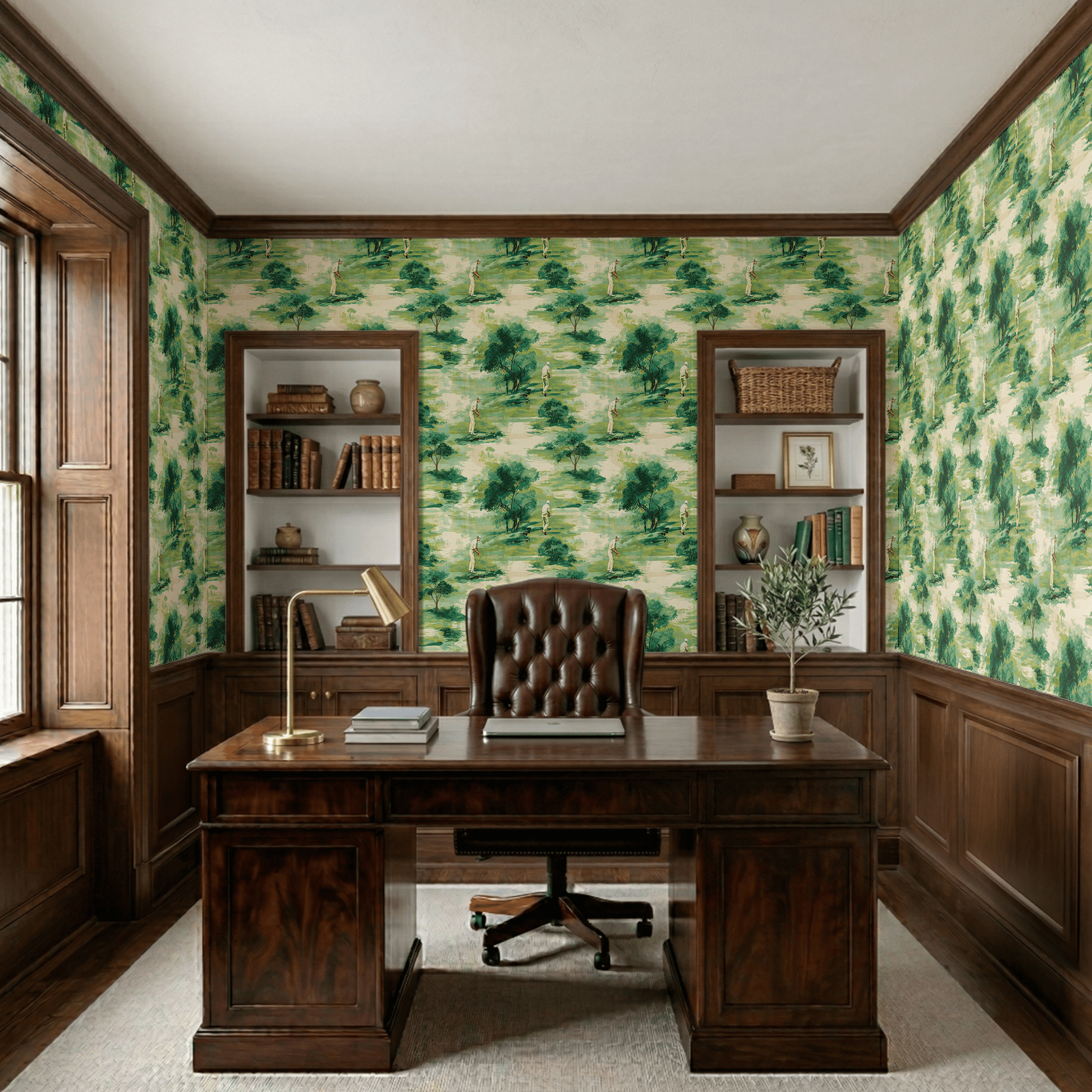 Golden Hour Fairway Wallpaper - Painted Paper