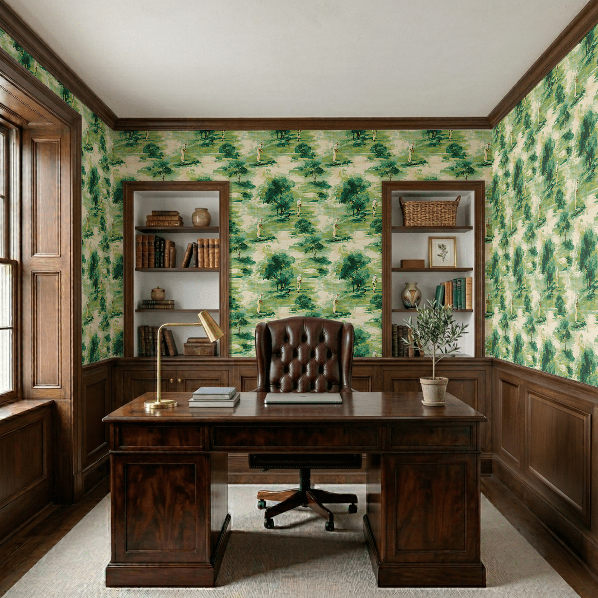 Golden Hour Fairway Wallpaper - Painted Paper