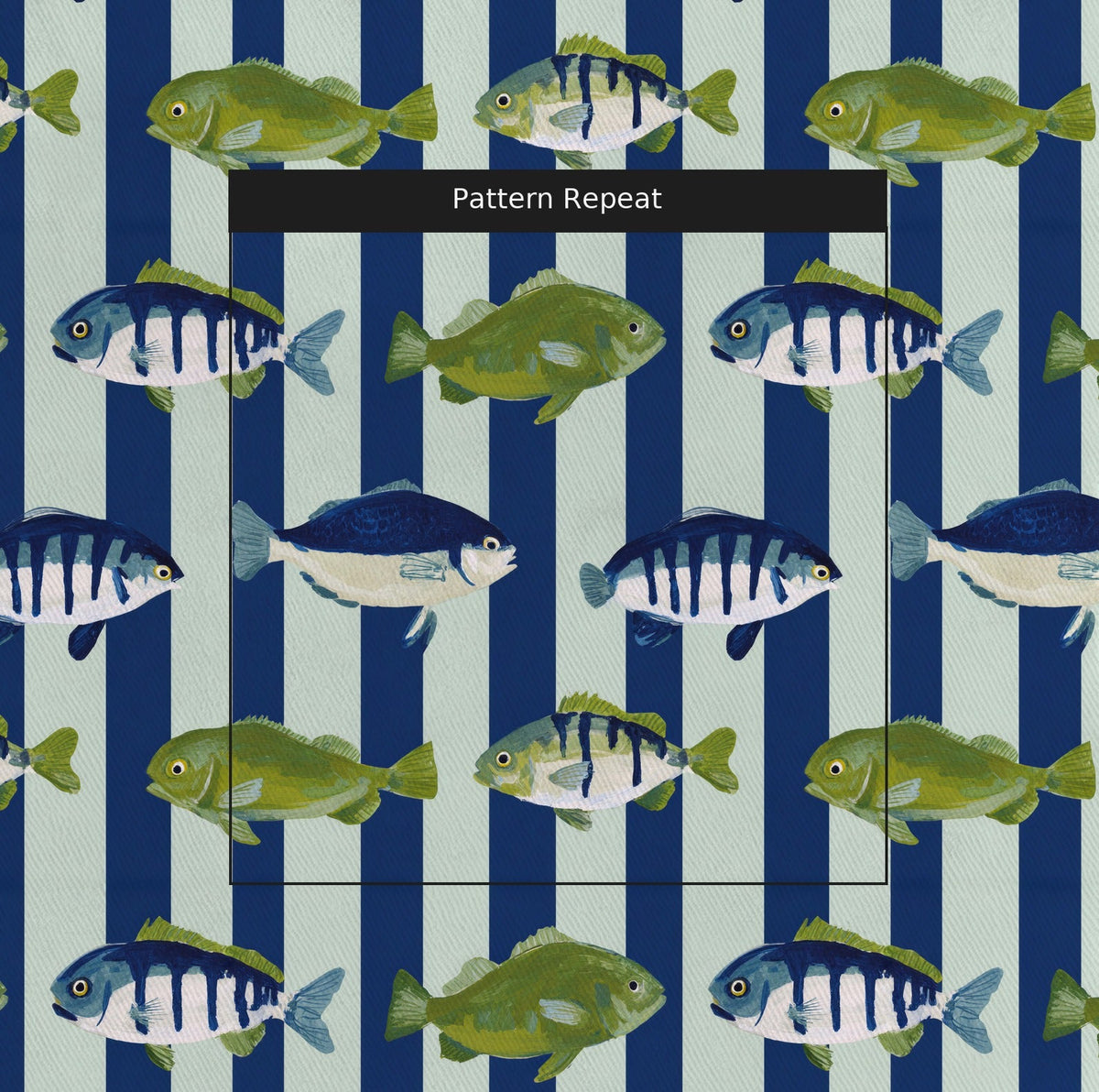 Gone Fishing - Fabric - Painted Paper