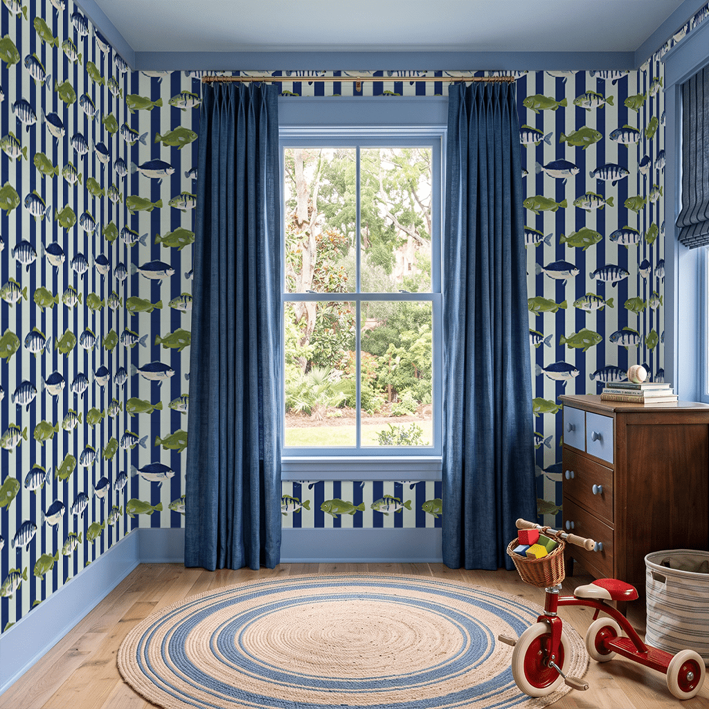 Gone Fishing Wallpaper - Painted Paper