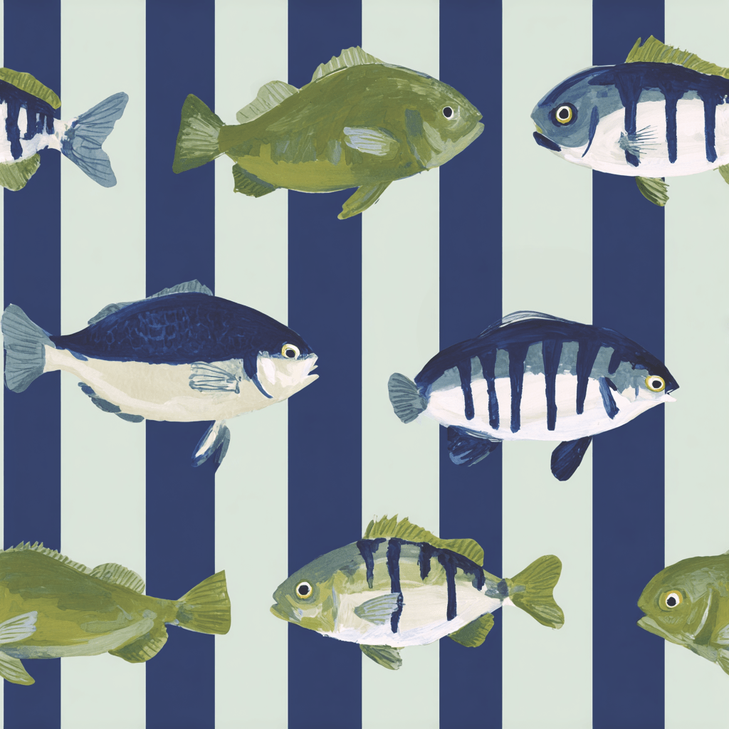 Gone Fishing Wallpaper - Painted Paper