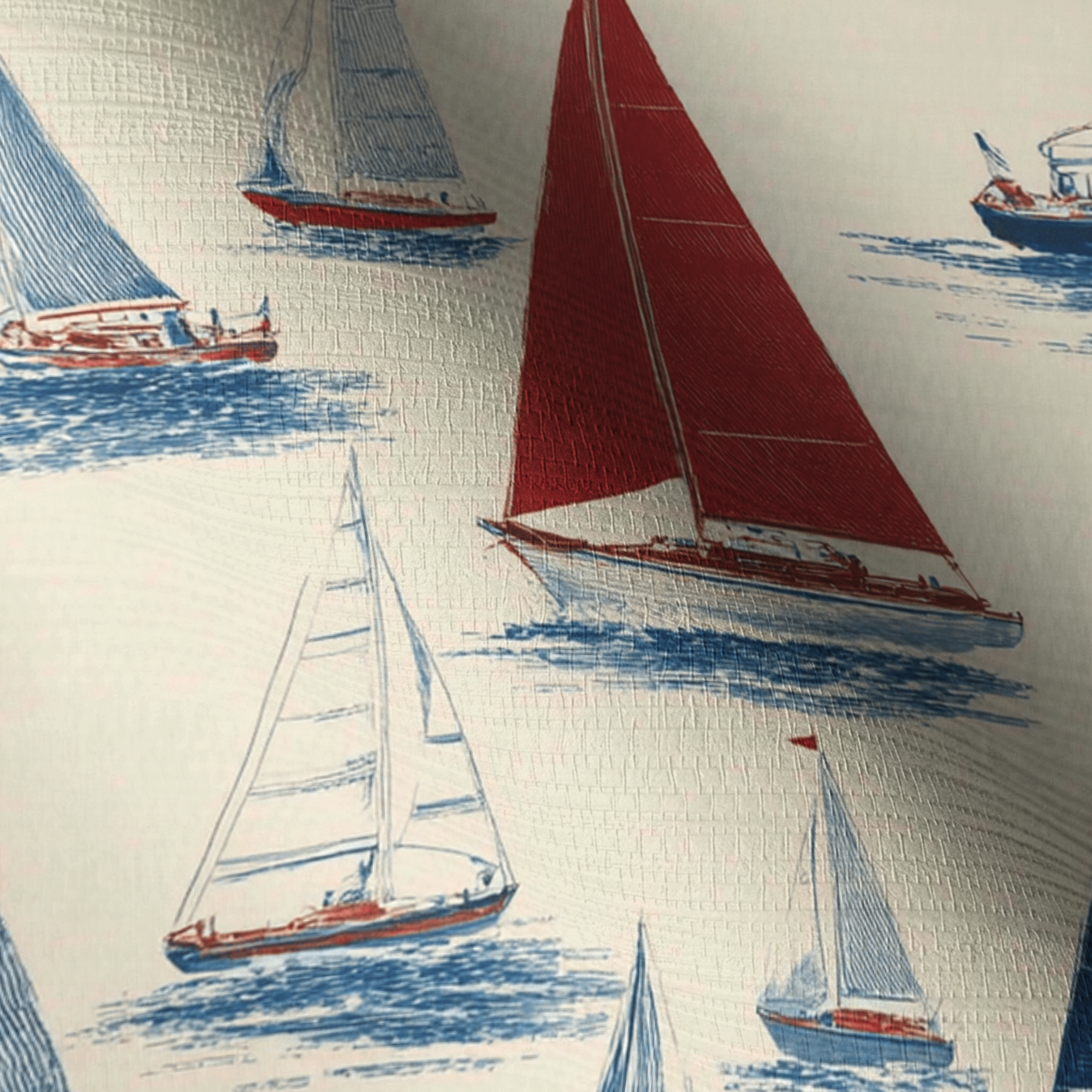 Gone Sailing Faux Grasscloth Wallpaper
