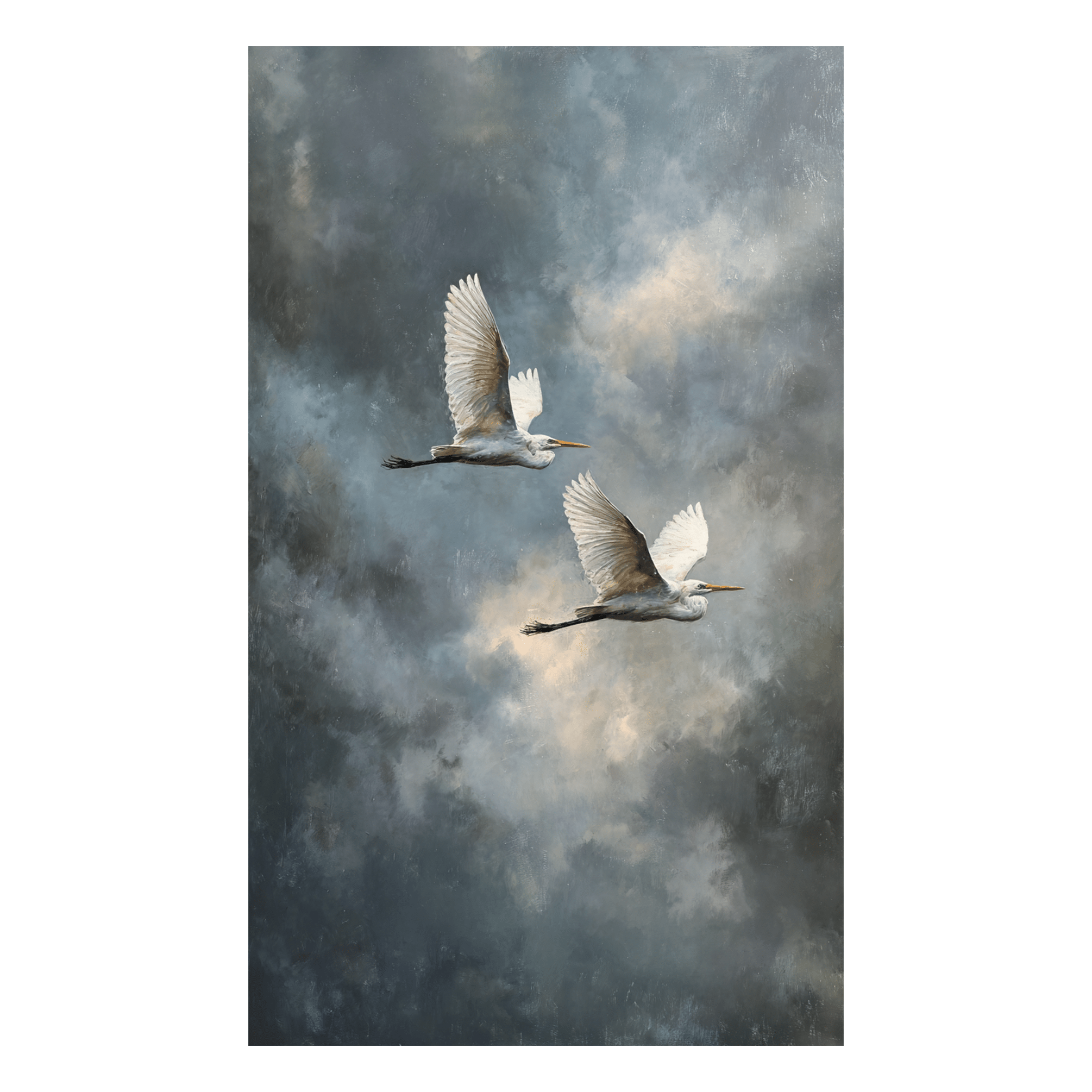 Great Egrets in Flight - Tapestry - Painted Paper