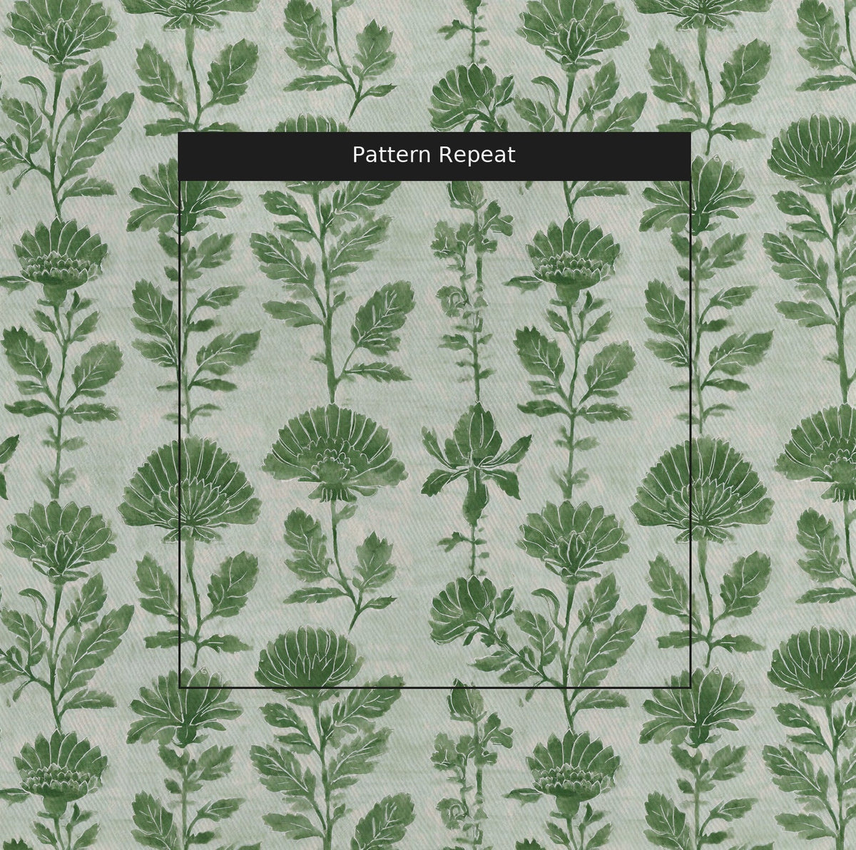 Green Court Florals - Fabric - Painted Paper