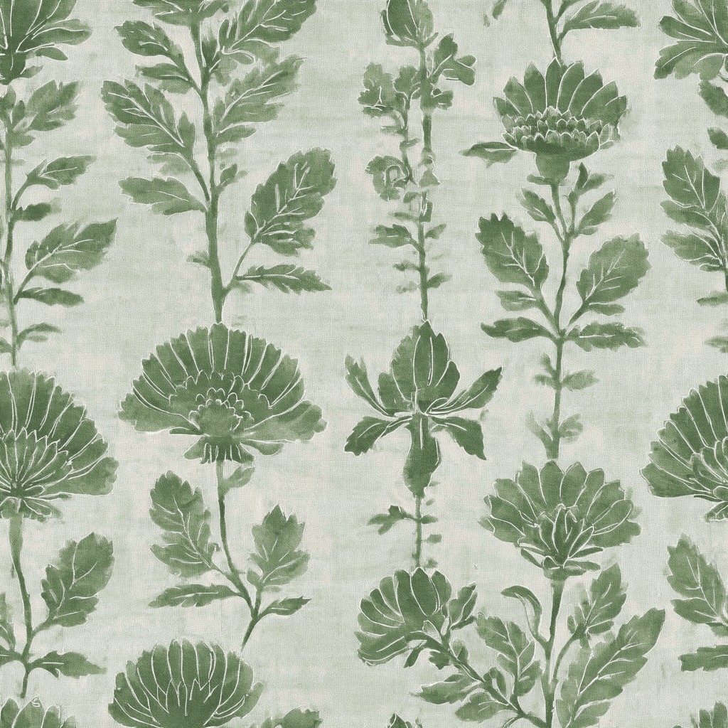 Green Court Florals Wallpaper - Painted Paper