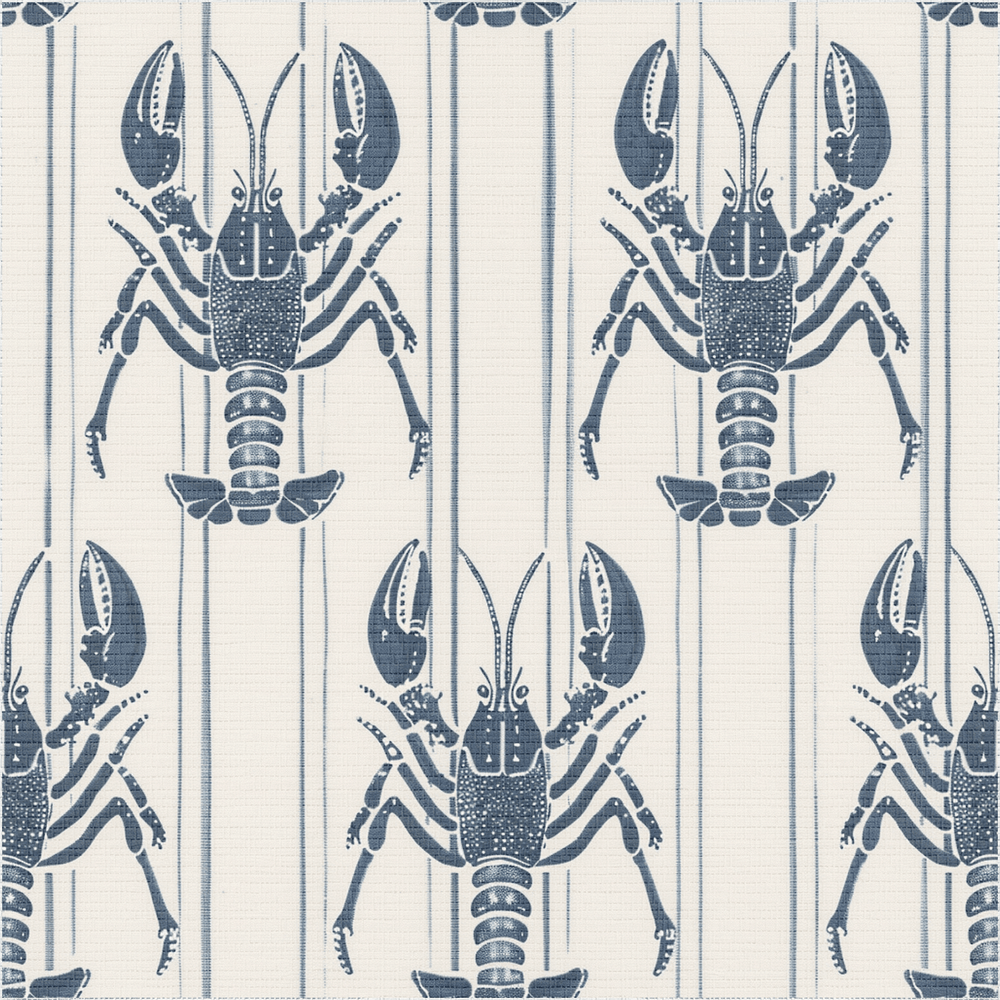 Harbor Lobsters Faux Grasscloth Wallpaper - Painted Paper