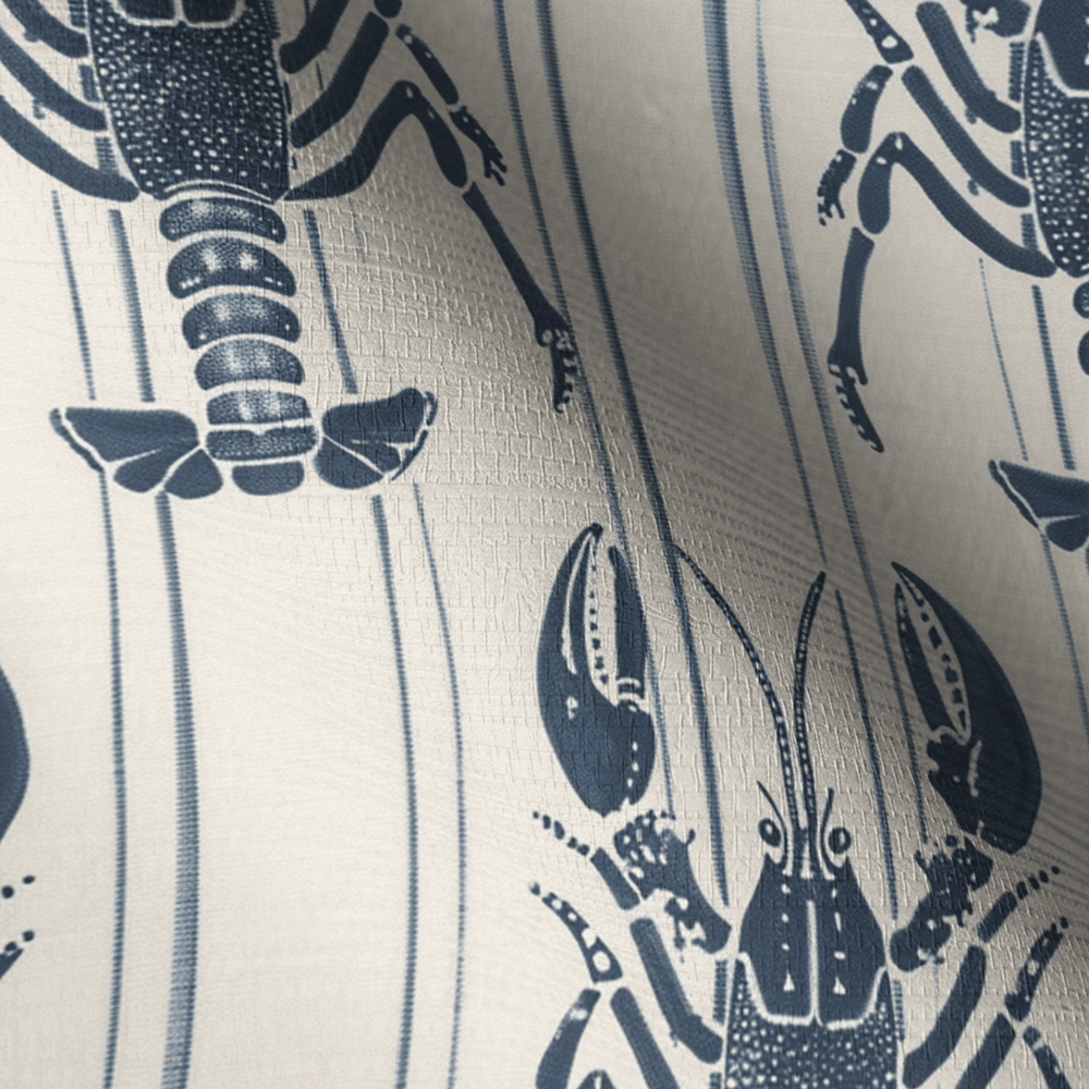 Harbor Lobsters Faux Grasscloth Wallpaper - Painted Paper