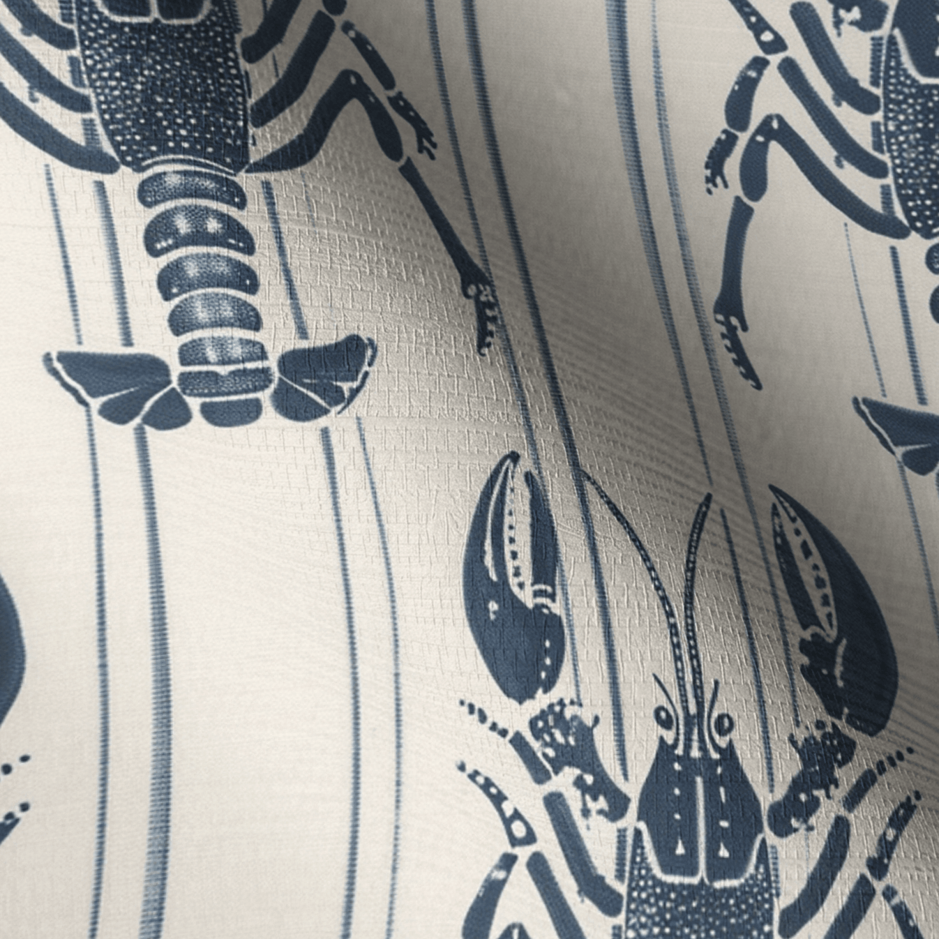 Harbor Lobsters Faux Grasscloth Wallpaper - Painted Paper