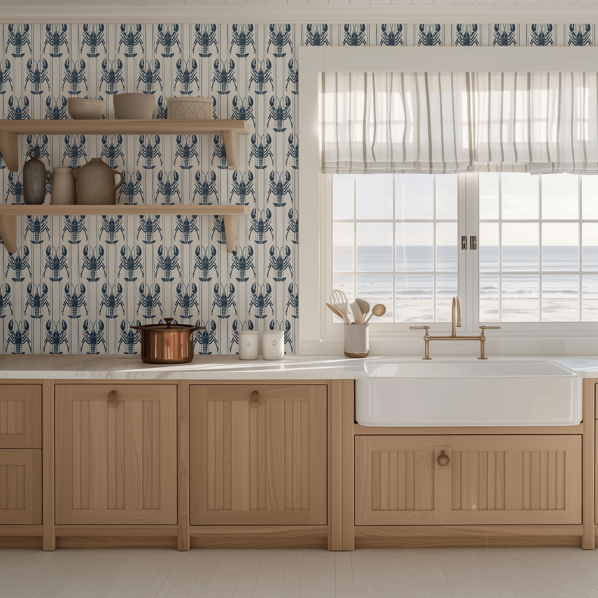 Harbor Lobsters Wallpaper - Painted Paper