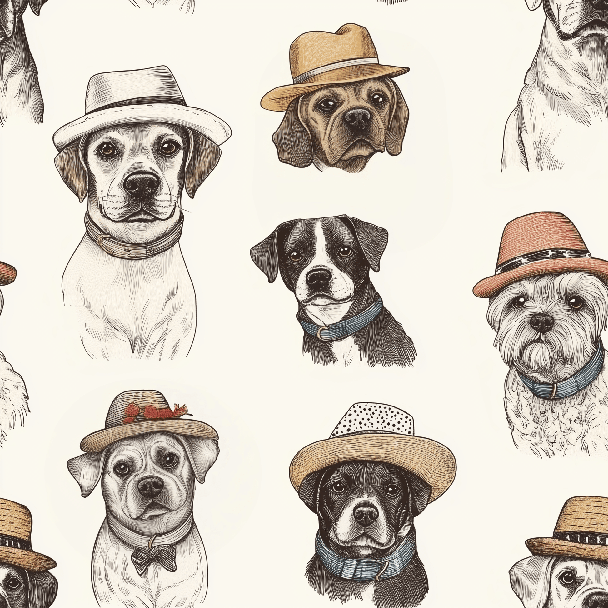 Hats Off to Dogs Wallpaper - Painted Paper