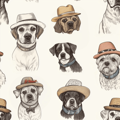 Hats Off to Dogs Wallpaper - Painted Paper