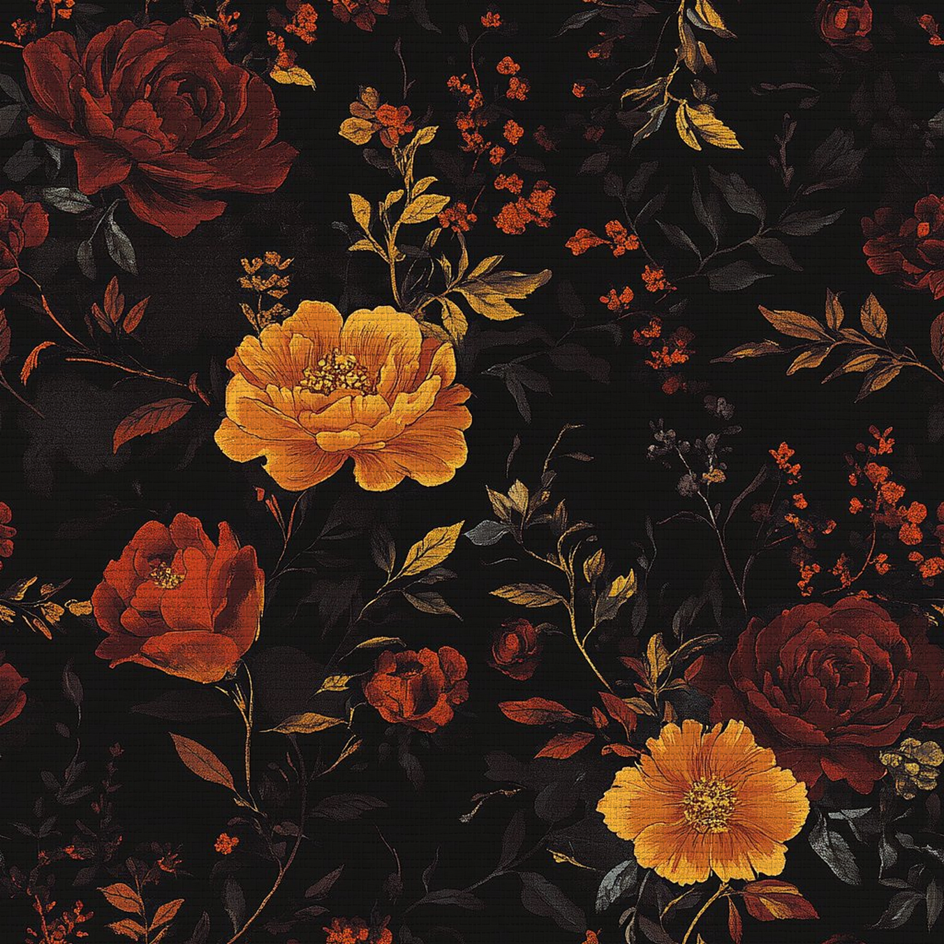 Haunted Floral Faux Grasscloth Wallpaper