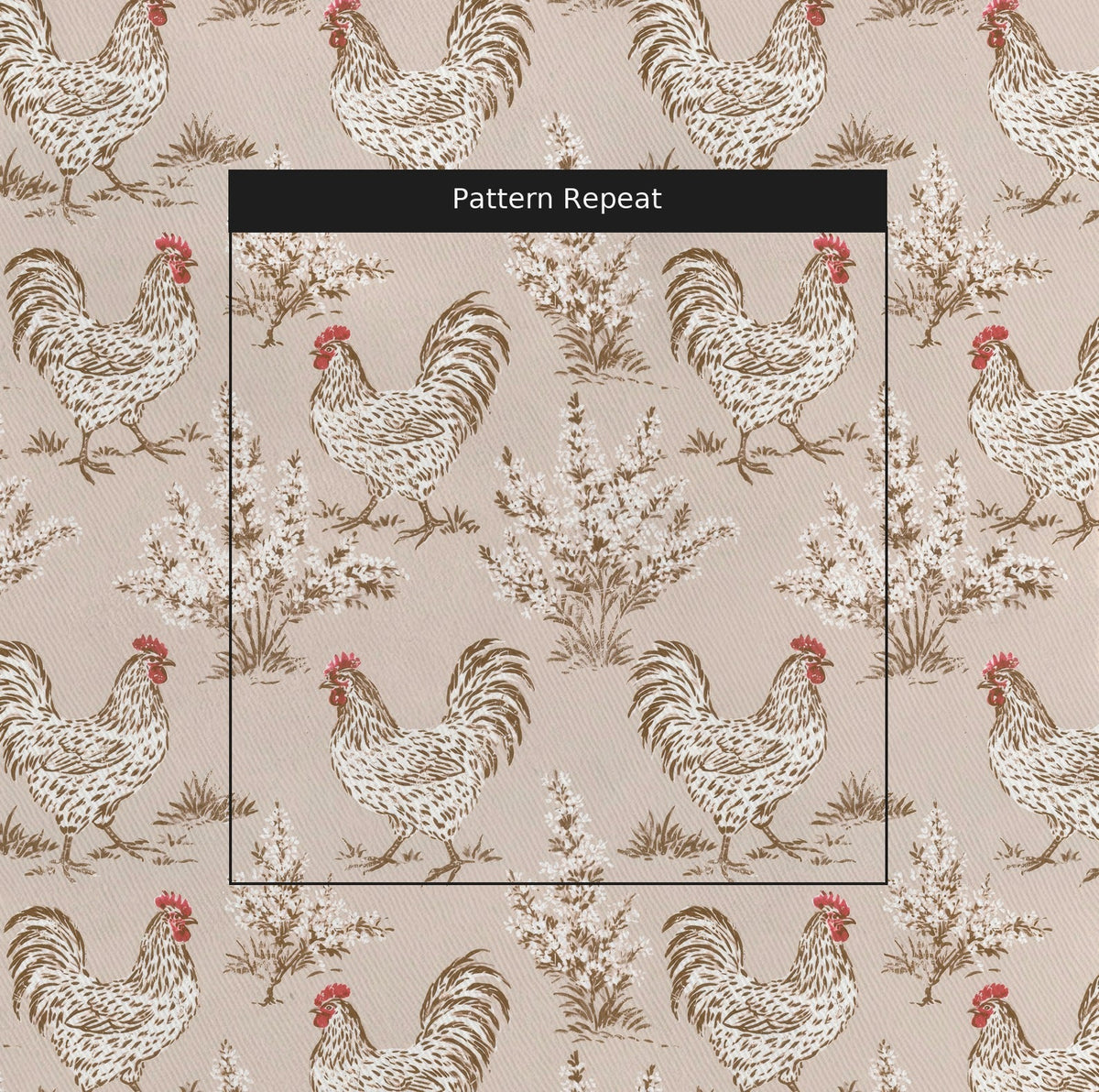 Henrietta Rooster Toile - Fabric - Painted Paper