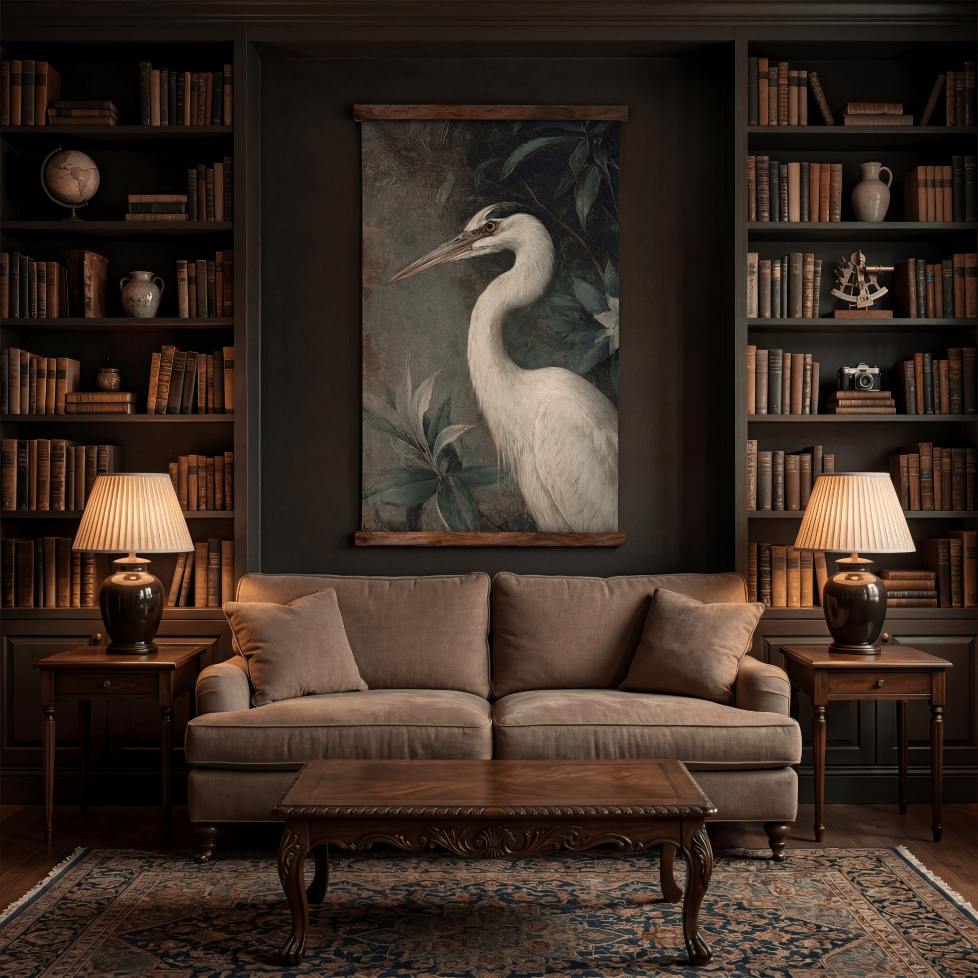 Heron in the Shadows - Tapestry - Painted Paper
