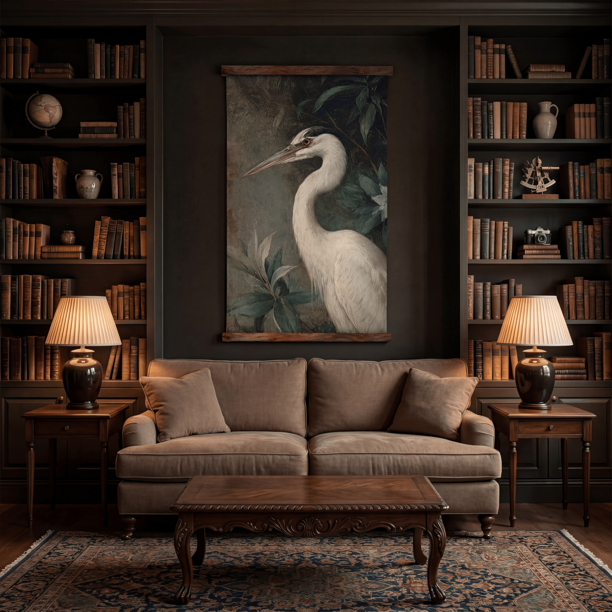 Heron in the Shadows - Tapestry - Painted Paper