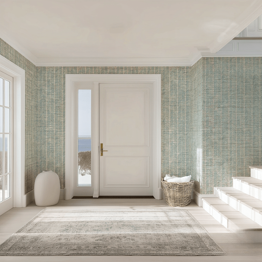 Herringbone Harbor Faux Grasscloth Wallpaper - Painted Paper