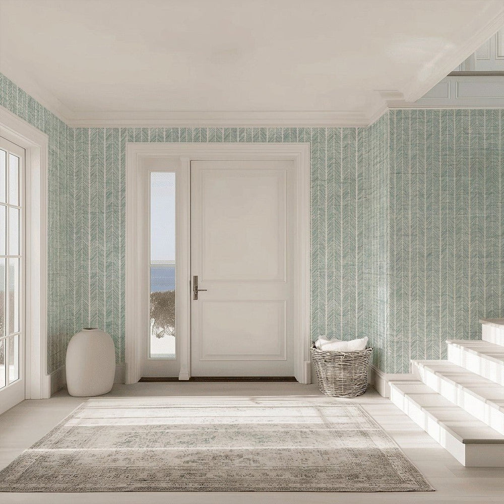 Herringbone Harbor Faux Grasscloth Wallpaper - Painted Paper