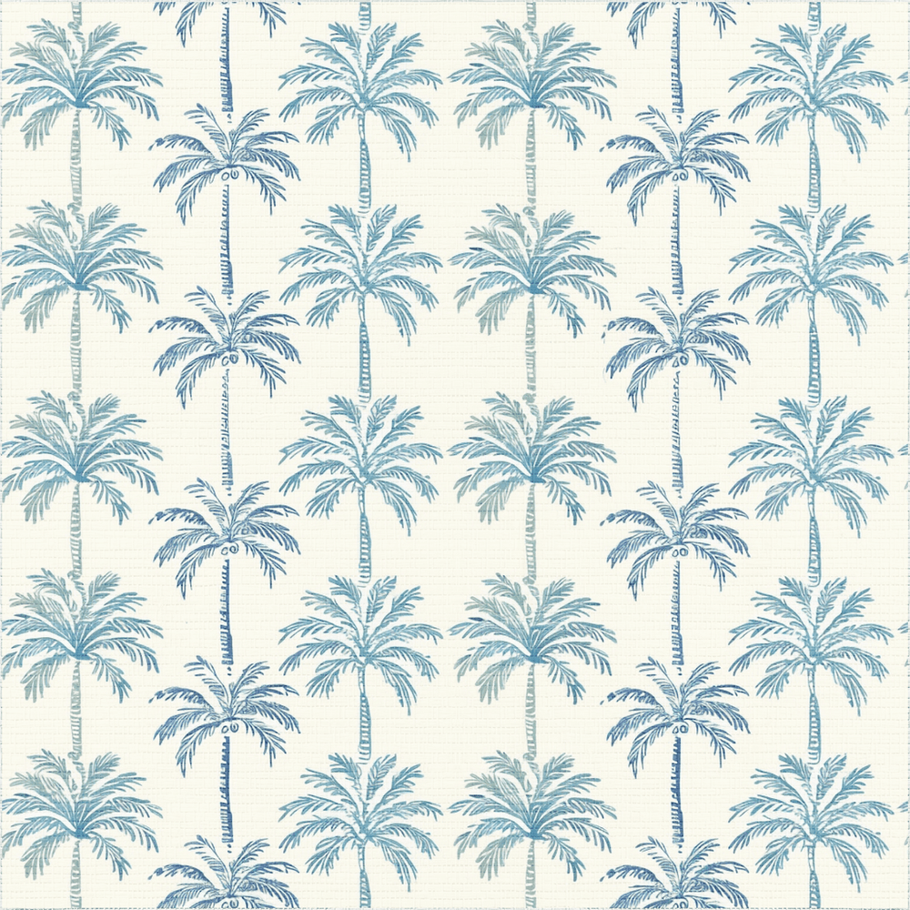 Indigo Palm Faux Grasscloth Wallpaper - Painted Paper