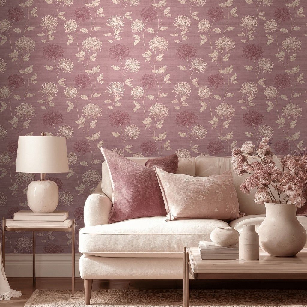 Jamilyn Floral Faux Grasscloth Wallpaper - Painted Paper