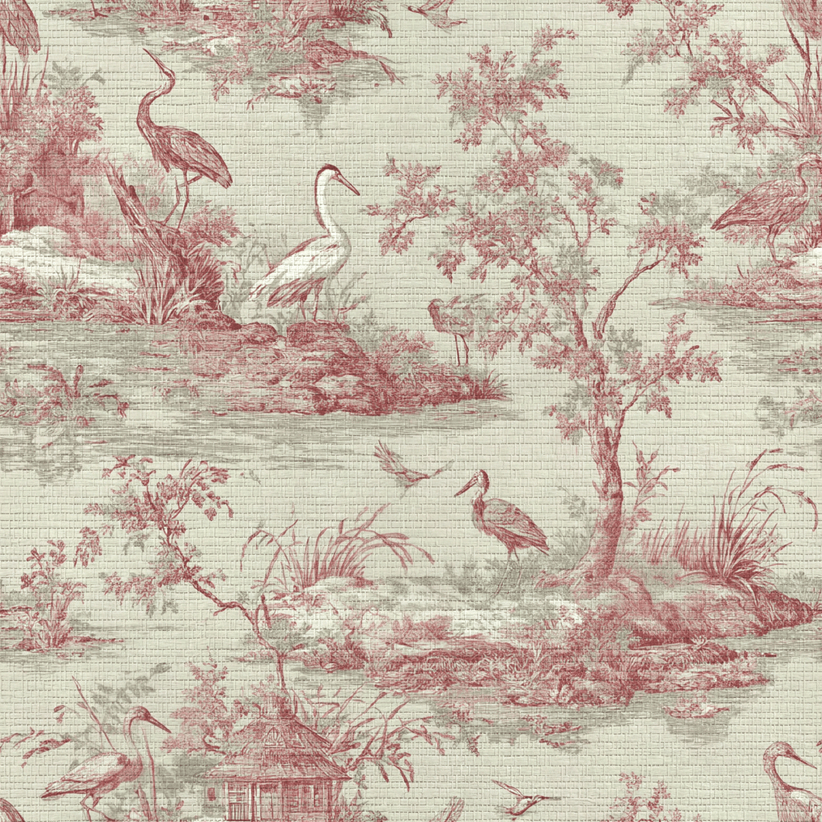 Julianne Toile Faux Grasscloth Wallpaper - Painted Paper