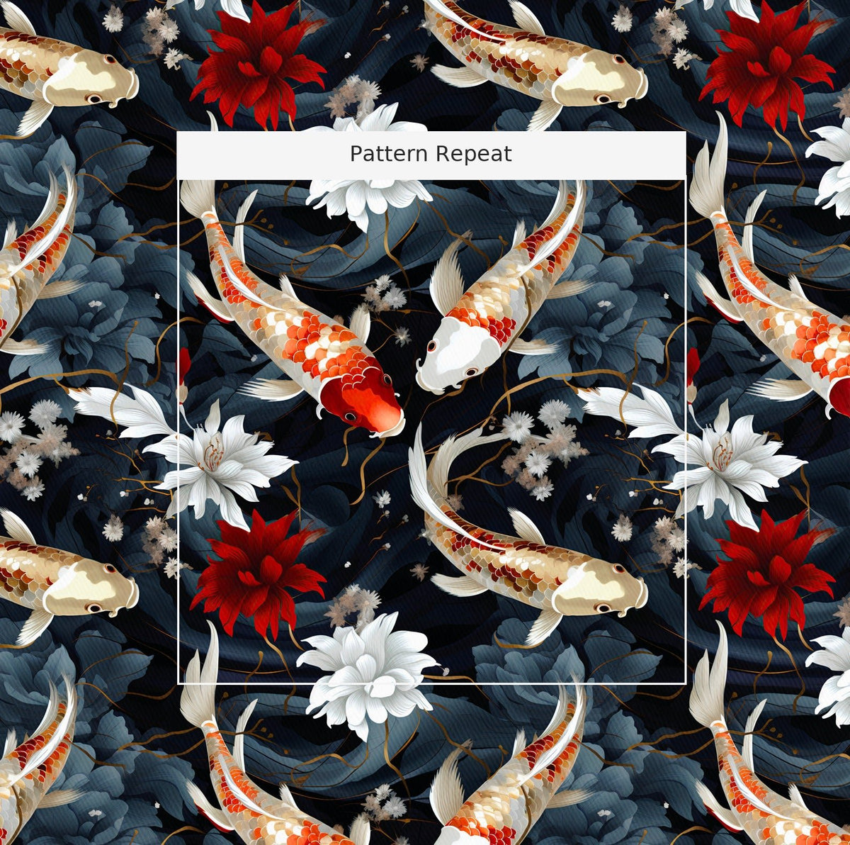 Koi Serenity - Fabric - Painted Paper