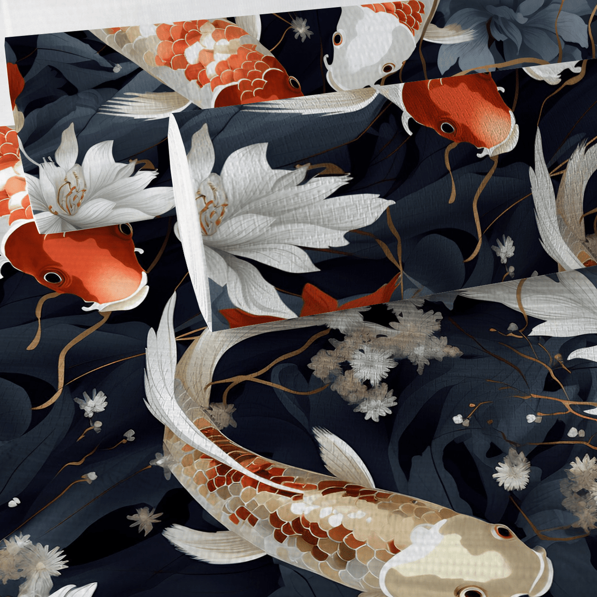 Koi Serenity Faux Grasscloth Wallpaper - Painted Paper