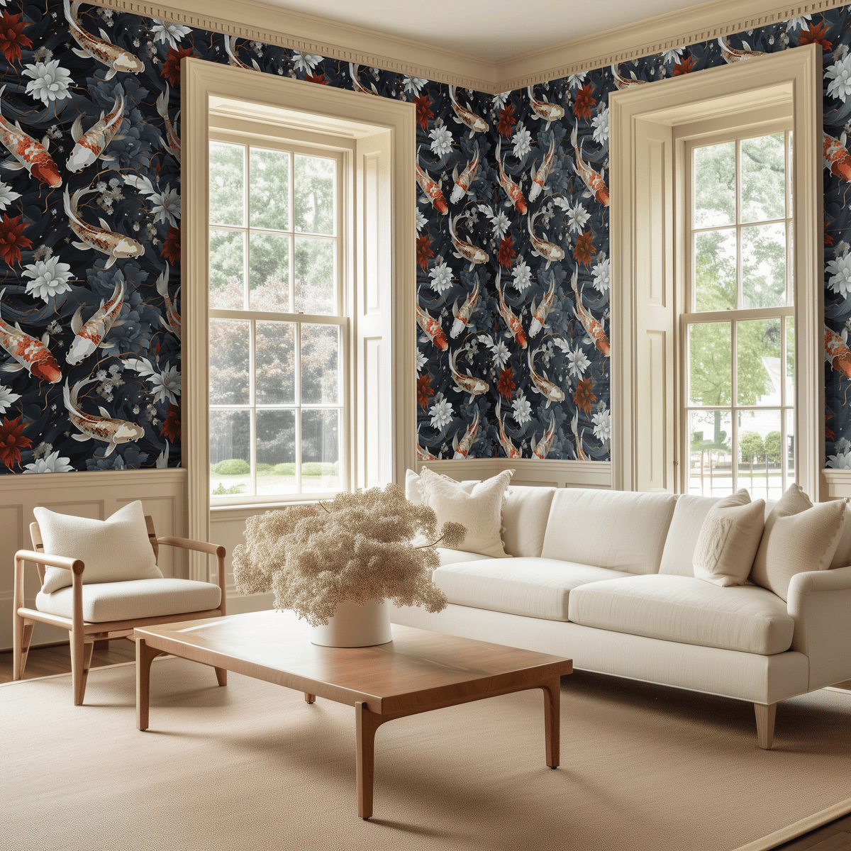 Koi Serenity Wallpaper - Painted Paper