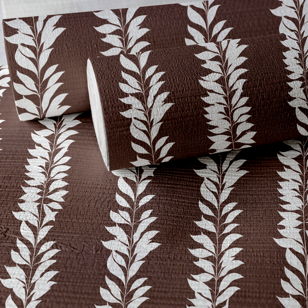 Leaf By Leaf - Chocolate Faux Grasscloth Wallpaper - Painted Paper