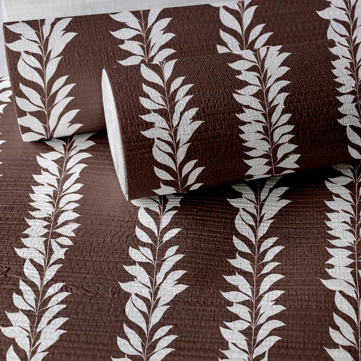 Leaf By Leaf - Chocolate Faux Grasscloth Wallpaper - Painted Paper