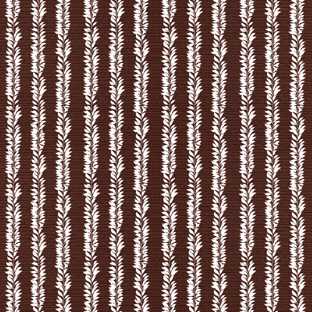 Leaf By Leaf - Chocolate Faux Grasscloth Wallpaper - Painted Paper