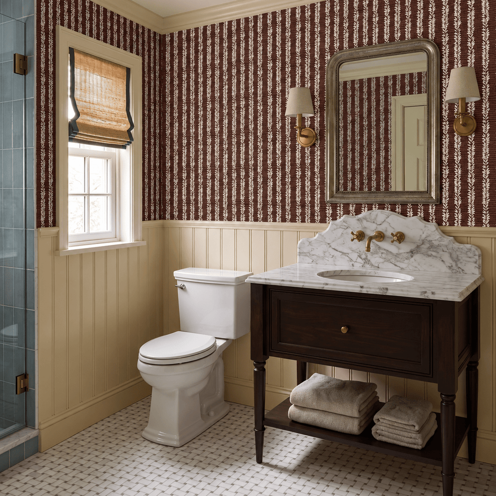 Leaf By Leaf - Chocolate Faux Grasscloth Wallpaper - Painted Paper