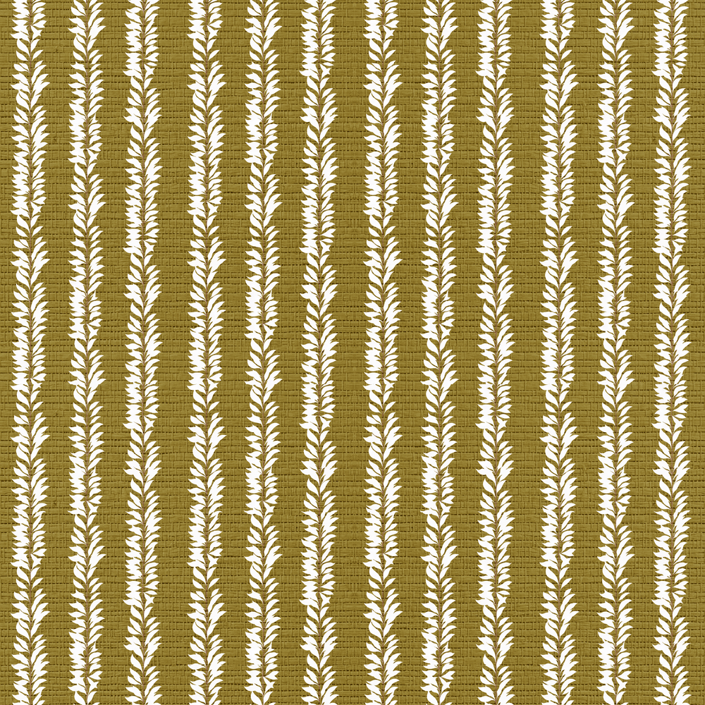 Leaf By Leaf - Golden Olive Faux Grasscloth Wallpaper - Painted Paper