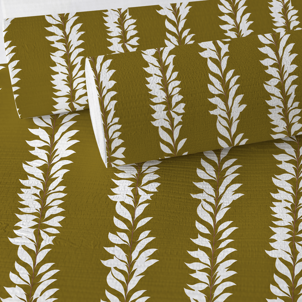 Leaf By Leaf - Golden Olive Faux Grasscloth Wallpaper - Painted Paper