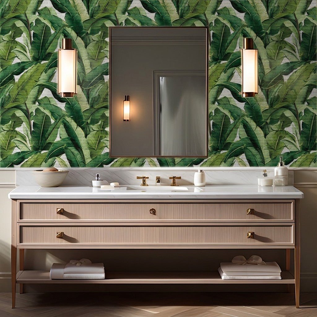 Lilya Tropical Faux Grasscloth Wallpaper - Painted Paper
