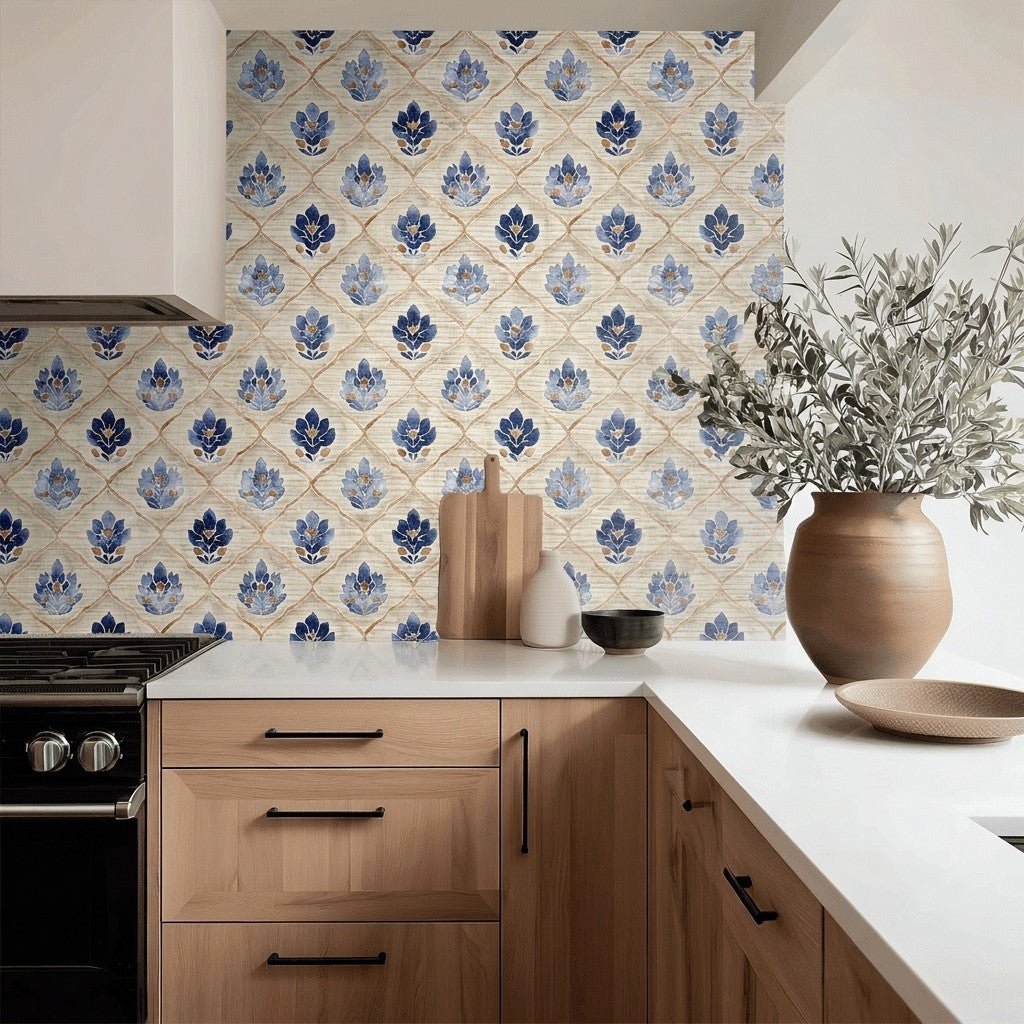 Lotusvale Faux Grasscloth Wallpaper - Painted Paper