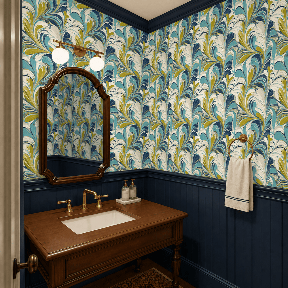 Marble & Chartreuse Wallpaper - Painted Paper