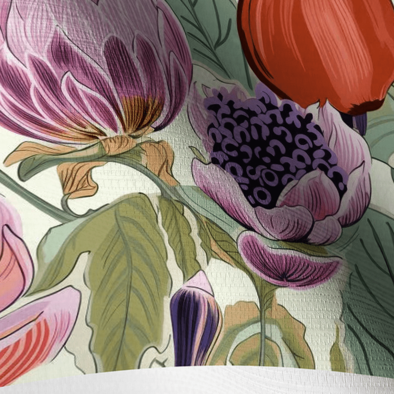 Margo Fruit Floral Faux Grasscloth Wallpaper - Painted Paper