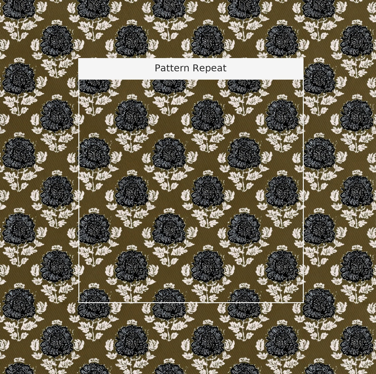 Marguerite Midnight Peony - Fabric - Painted Paper